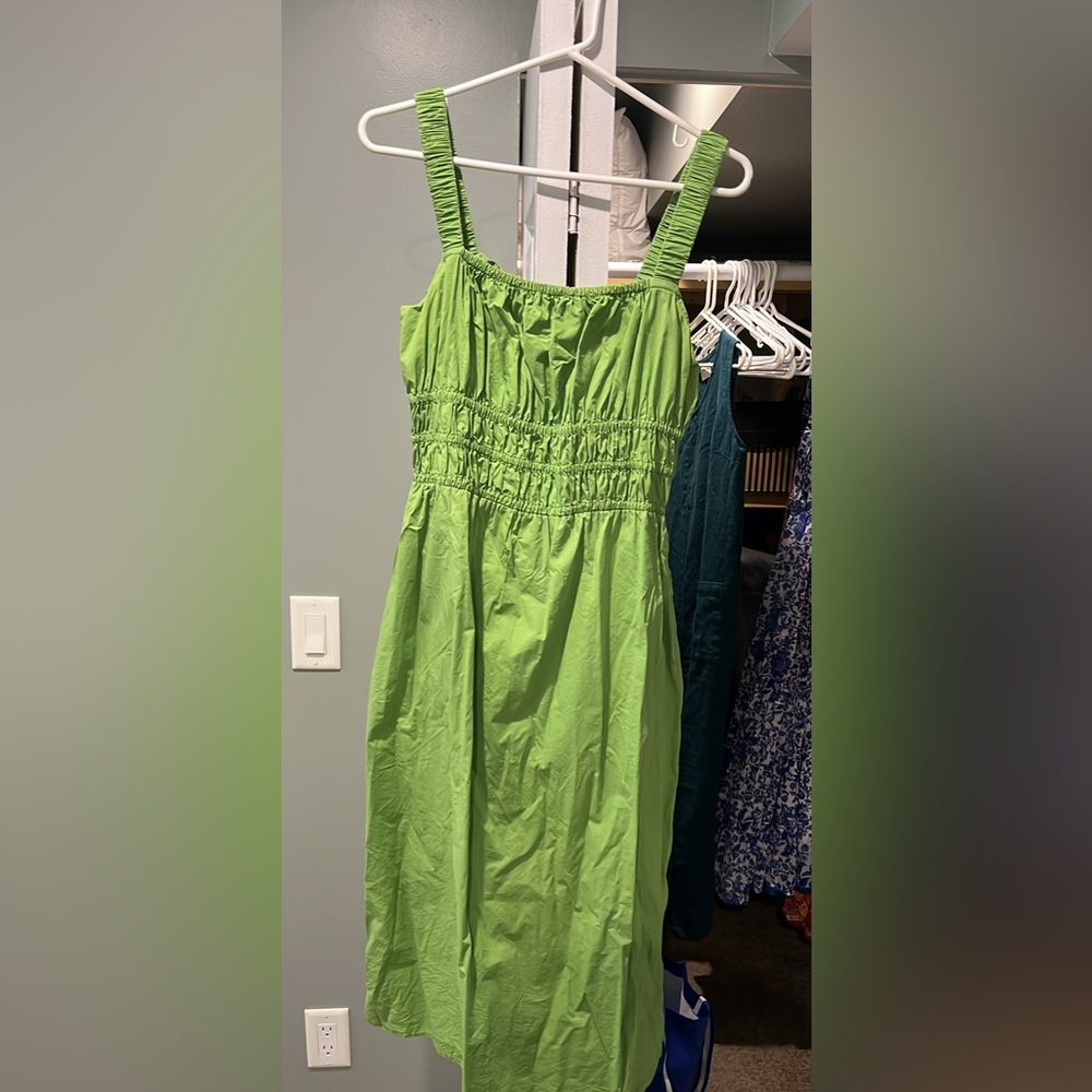 Greylin Lime Green Gathered Dress